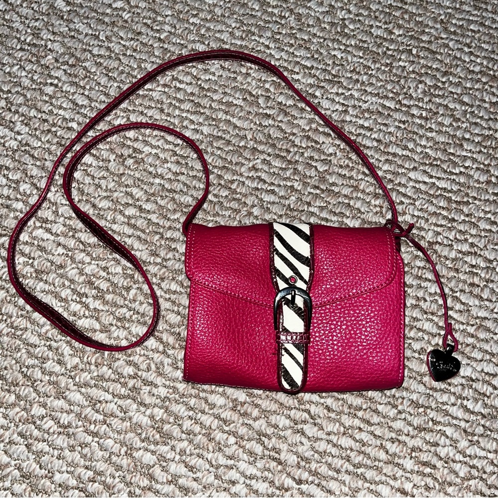 Fuchsia and Black Zebra Print Crossbody Purse